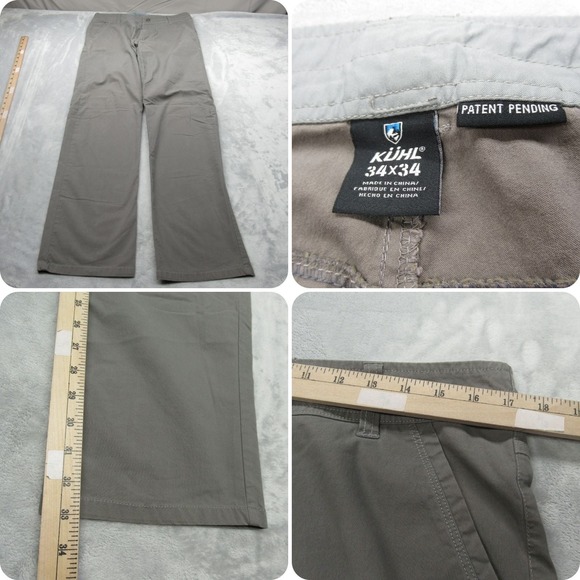 Kuhl Slax Pants Mens 34x33 Gray Enduro Klassik Fit Straight Comfort Chino Casual - Picture 1 of 14